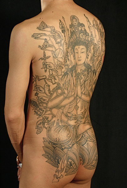 刺青作品 千手観音 刺青 彫あい 日本伝統刺青